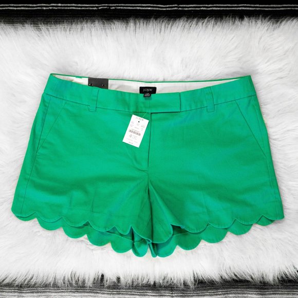 J. Crew Pants - NWT! J. CREW KELLY GREEN SCALLOPED HEM CHINO SHORTS SZ 12